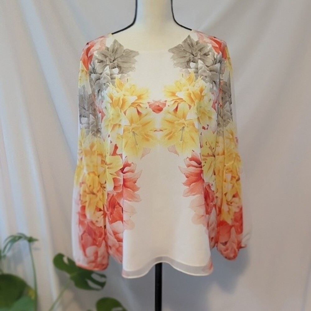 EUC - Calvin Klein Autumn Floral Blouse - L